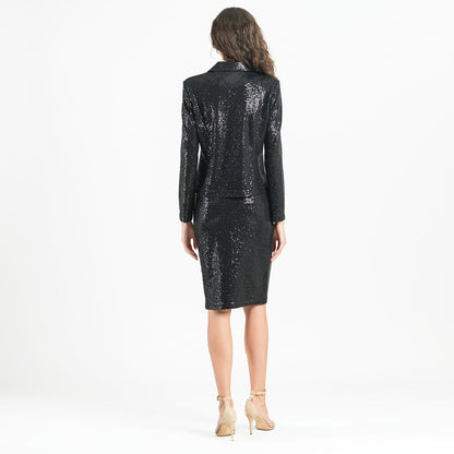 Clara Sunwoo Best Price - Sequin Knit - Modern Button Blazer - Black - Final Sale