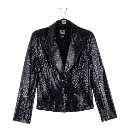 Clara Sunwoo Best Price - Sequin Knit - Modern Button Blazer - Black - Final Sale