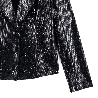 Clara Sunwoo Best Price - Sequin Knit - Modern Button Blazer - Black - Final Sale