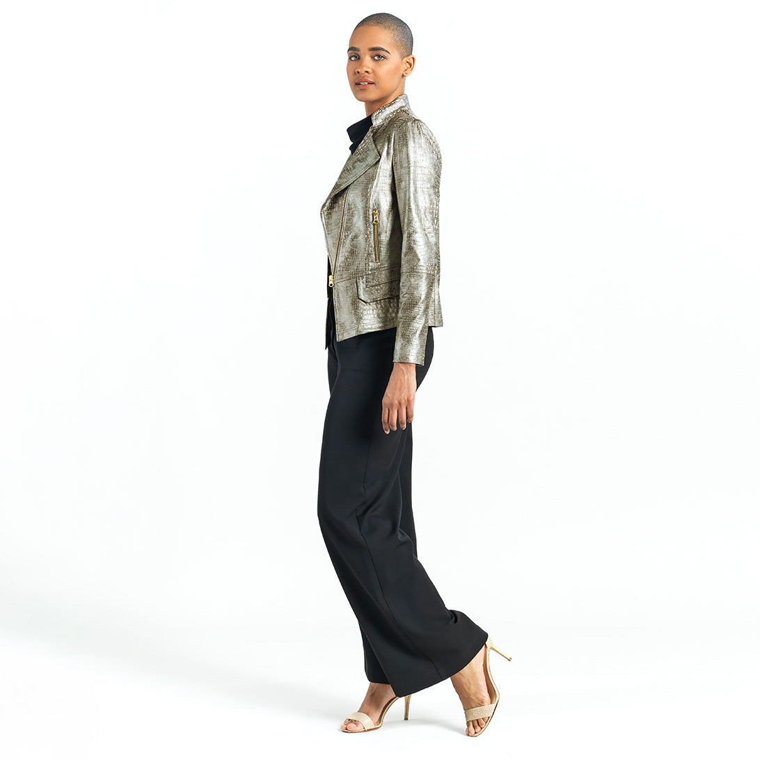 Clara Sunwoo Premium - Liquid Leather™ Textured Biker Jacket - Crocodile - Limited Sizes