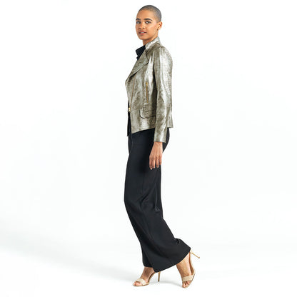Clara Sunwoo Premium - Liquid Leather™ Textured Biker Jacket - Crocodile - Limited Sizes