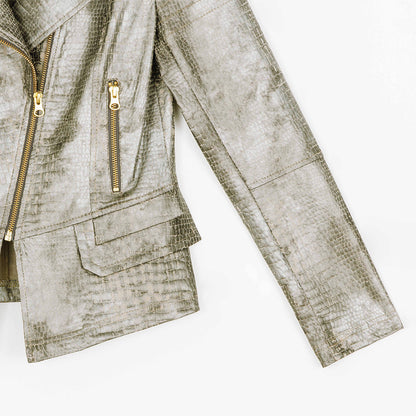 Clara Sunwoo Premium - Liquid Leather™ Textured Biker Jacket - Crocodile - Limited Sizes
