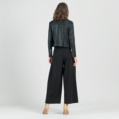 Clara Sunwoo Quality - Liquid Leather™ Zip Cuff Moto Waist Jacket - Black
