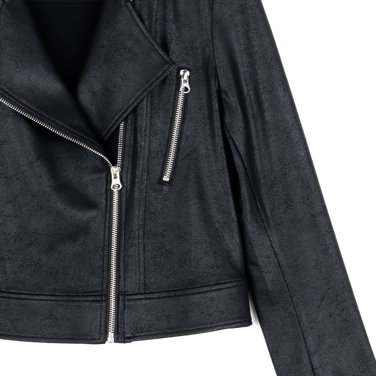 Clara Sunwoo Quality - Liquid Leather™ Zip Cuff Moto Waist Jacket - Black