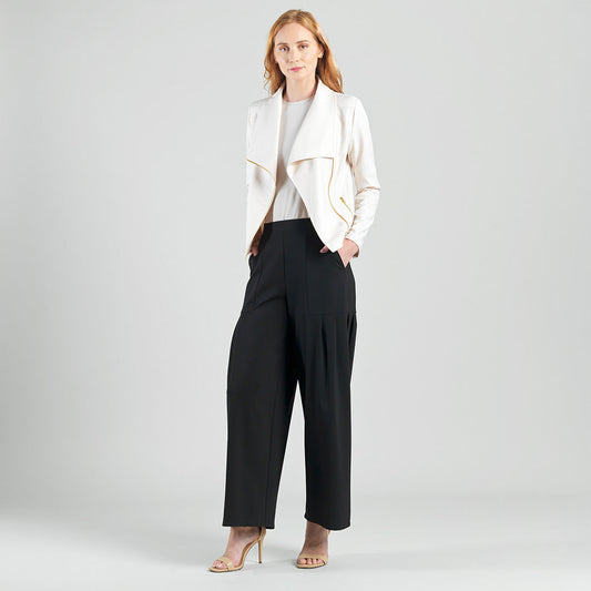Clara Sunwoo Popular - Liquid Leather™ Drape Neck Zip Jacket - Ivory - Final Sale