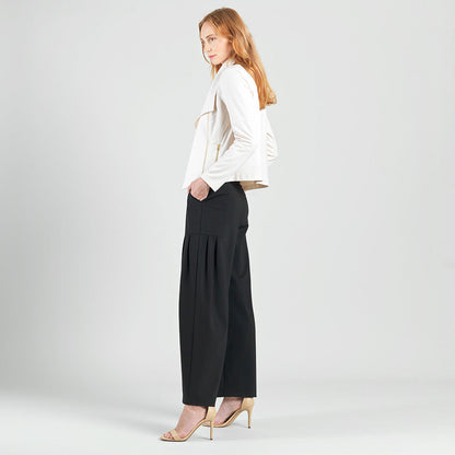 Clara Sunwoo Popular - Liquid Leather™ Drape Neck Zip Jacket - Ivory - Final Sale