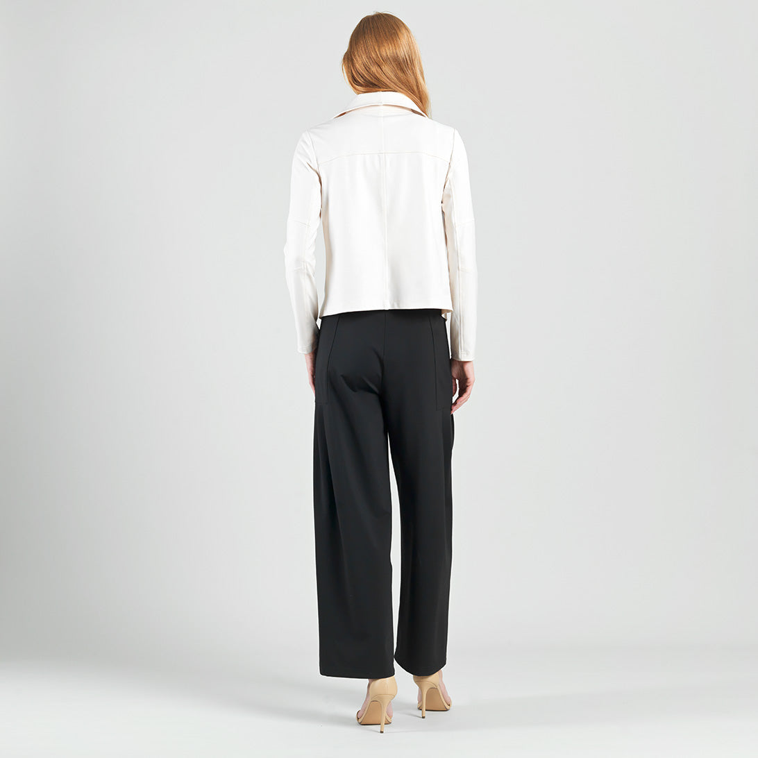 Clara Sunwoo Popular - Liquid Leather™ Drape Neck Zip Jacket - Ivory - Final Sale