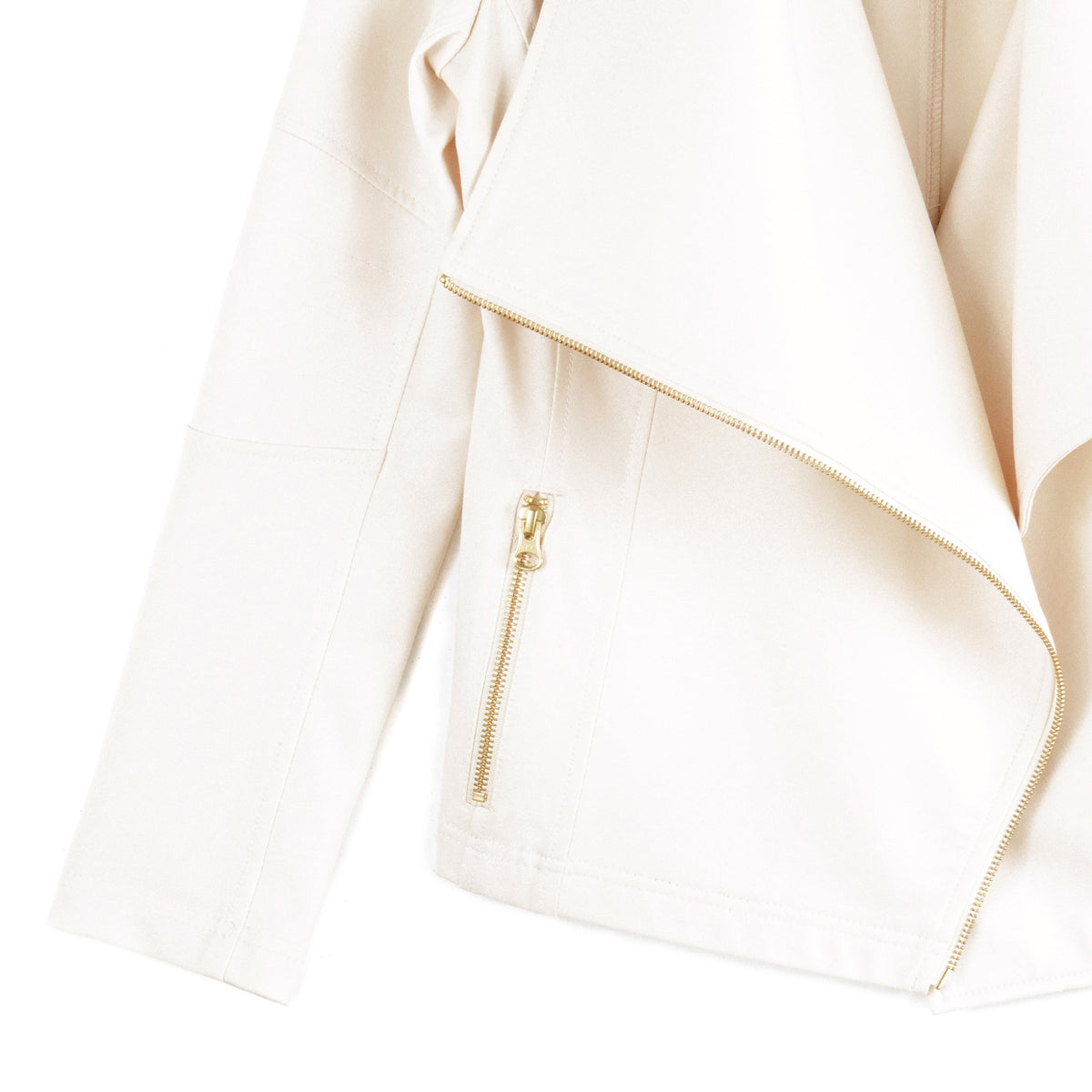 Clara Sunwoo Popular - Liquid Leather™ Drape Neck Zip Jacket - Ivory - Final Sale
