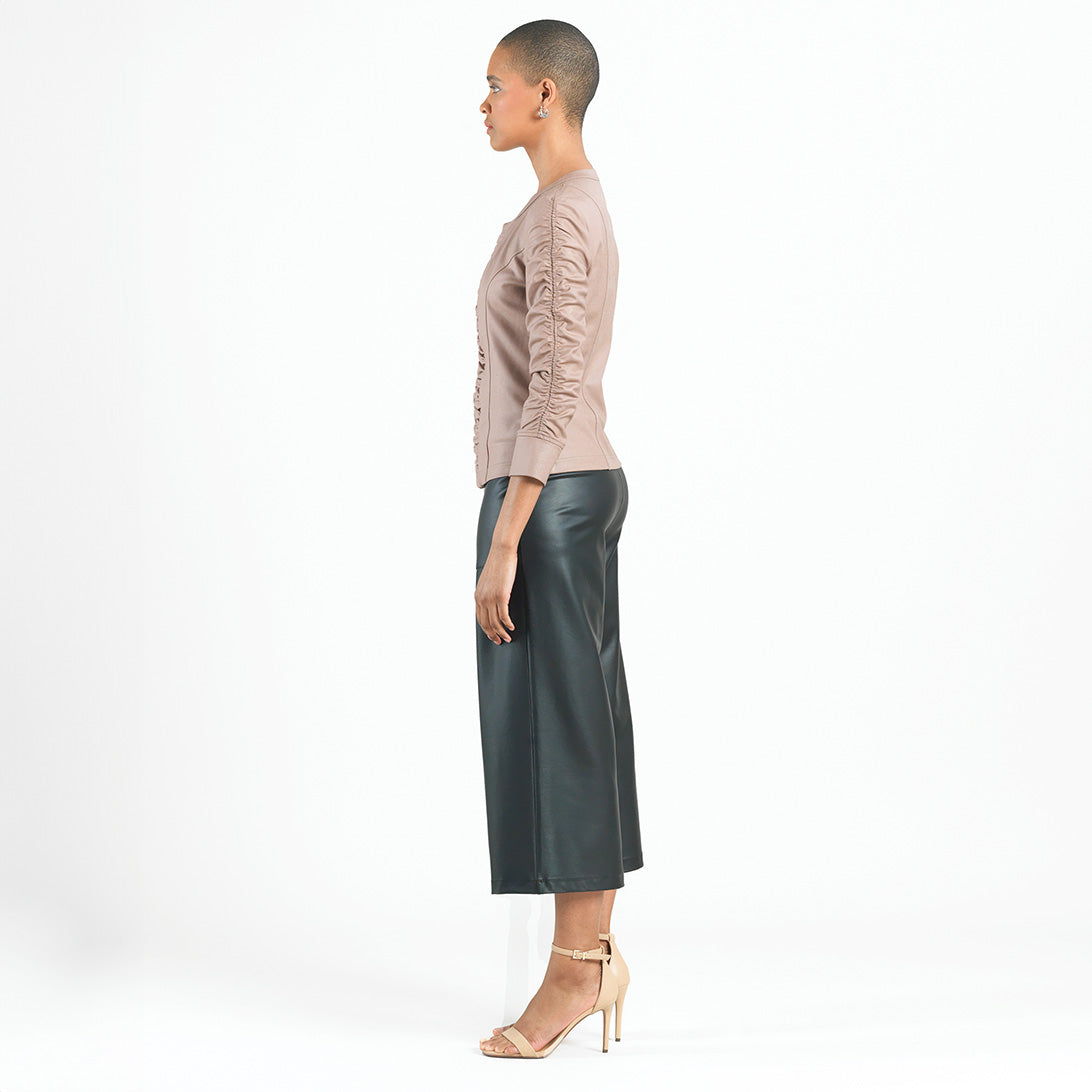 Clara Sunwoo New - Liquid Leather™ Ruched Detail Jacket - Taupe - Final Sale