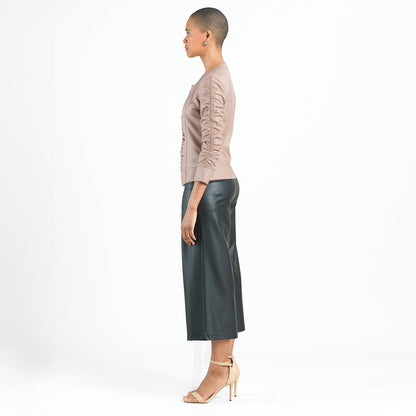 Clara Sunwoo New - Liquid Leather™ Ruched Detail Jacket - Taupe - Final Sale