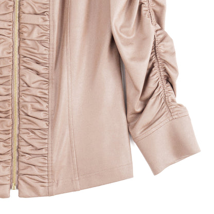 Clara Sunwoo New - Liquid Leather™ Ruched Detail Jacket - Taupe - Final Sale