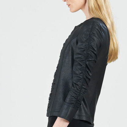 Clara Sunwoo Quality - Liquid Leather™ Ruched Detail Jacket - Black
