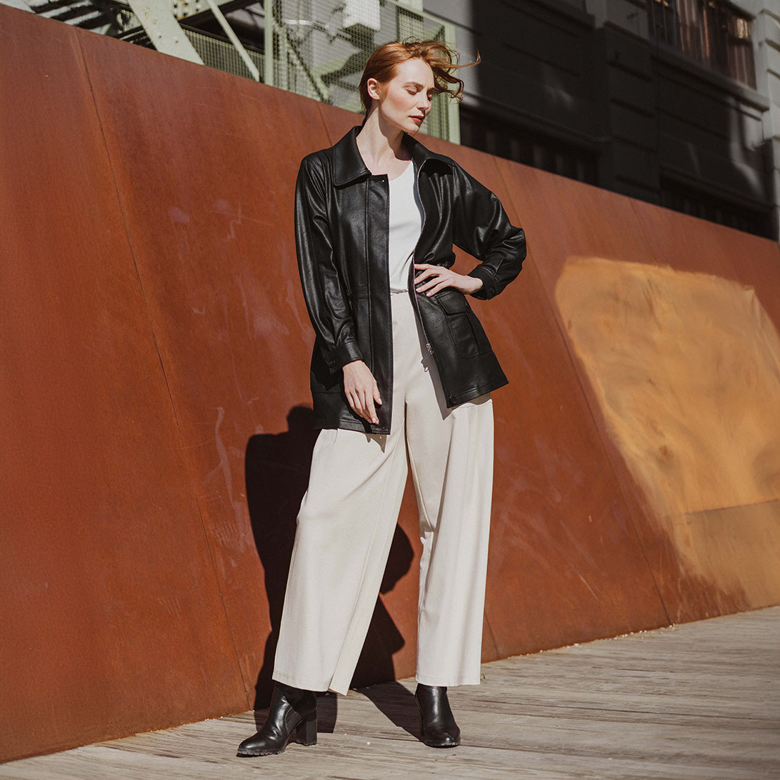 Clara Sunwoo Value - Liquid Leather™ Drawstring Waist Utility Jacket - Black - Final Sale