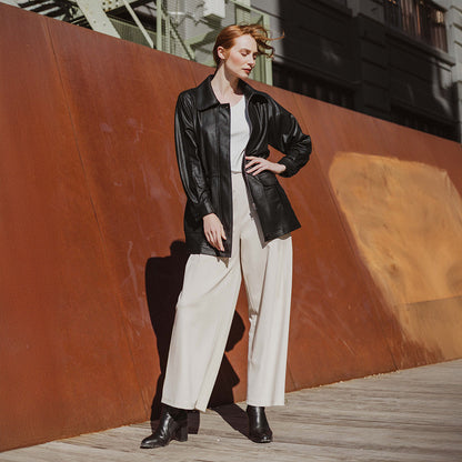 Clara Sunwoo Value - Liquid Leather™ Drawstring Waist Utility Jacket - Black - Final Sale