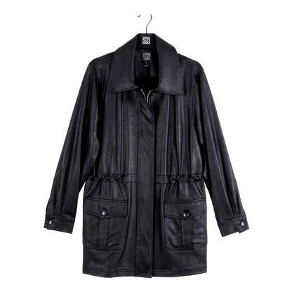 Clara Sunwoo Value - Liquid Leather™ Drawstring Waist Utility Jacket - Black - Final Sale