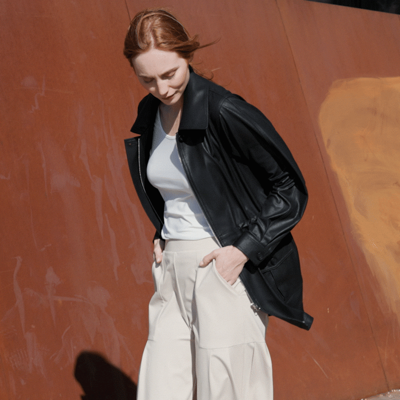 Clara Sunwoo Value - Liquid Leather™ Drawstring Waist Utility Jacket - Black - Final Sale