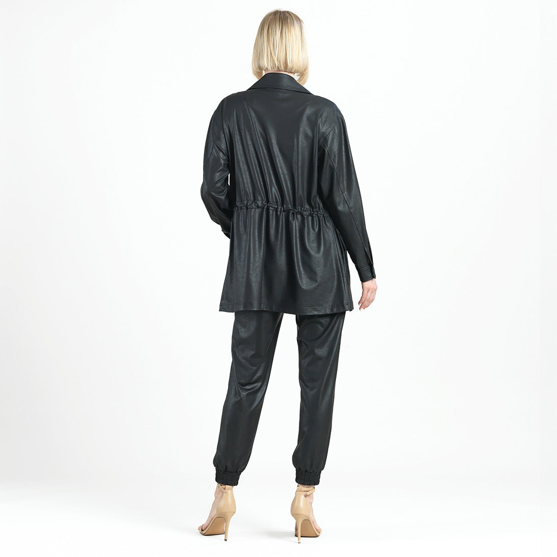 Clara Sunwoo Value - Liquid Leather™ Drawstring Waist Utility Jacket - Black - Final Sale