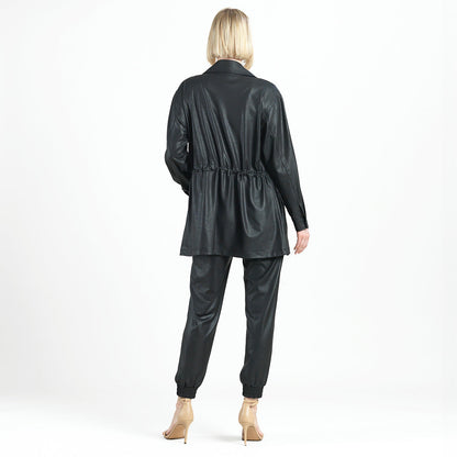 Clara Sunwoo Value - Liquid Leather™ Drawstring Waist Utility Jacket - Black - Final Sale
