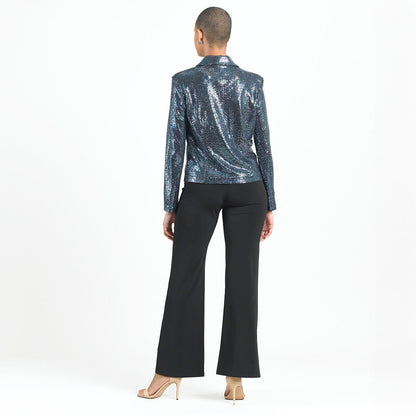 Clara Sunwoo Trending - Shimmer Sequin - Modern Button Blazer - Gunmetal - Final Sale