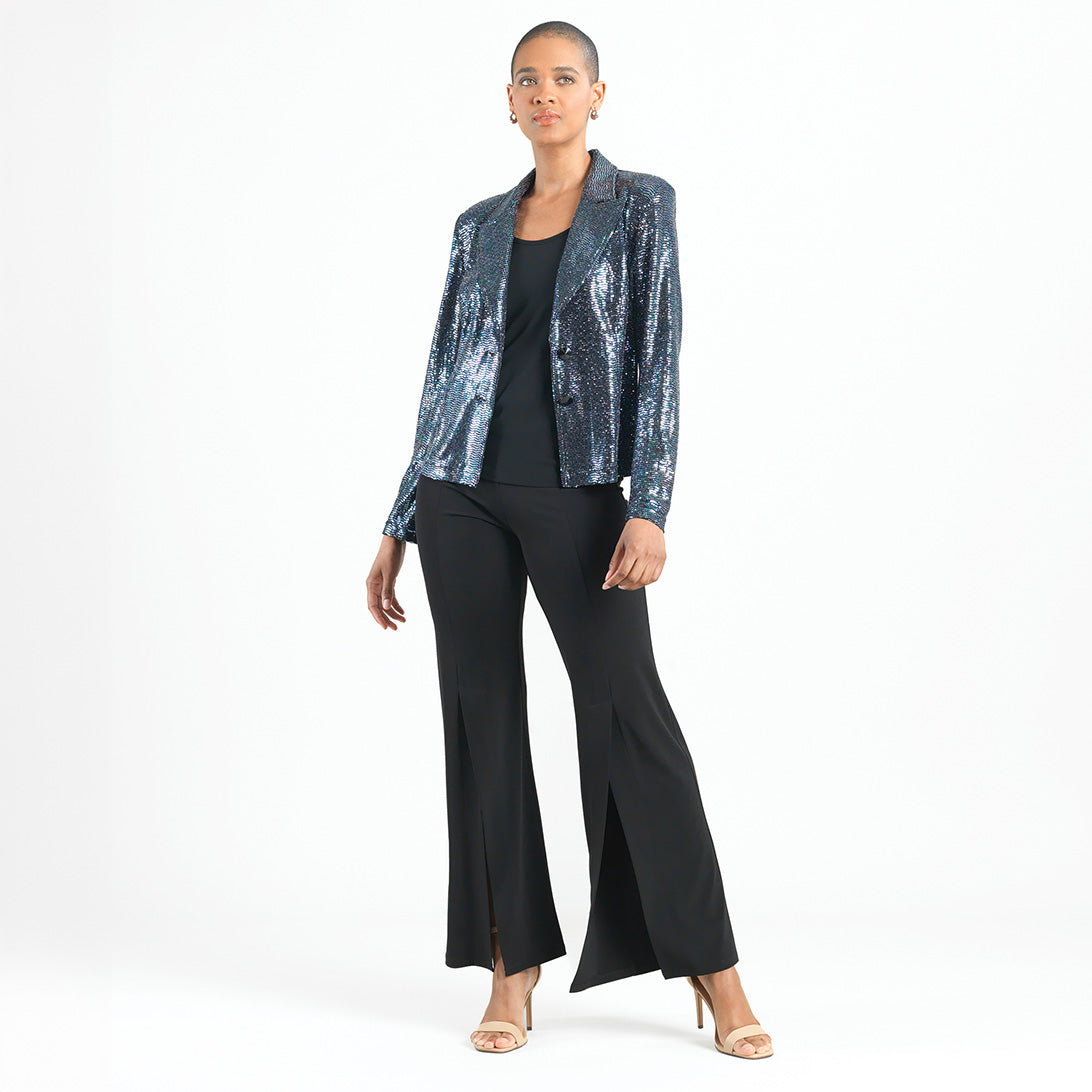 Clara Sunwoo Trending - Shimmer Sequin - Modern Button Blazer - Gunmetal - Final Sale
