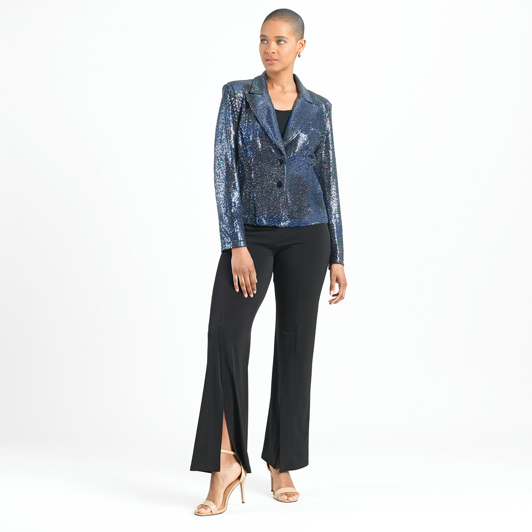 Clara Sunwoo Trending - Shimmer Sequin - Modern Button Blazer - Gunmetal - Final Sale