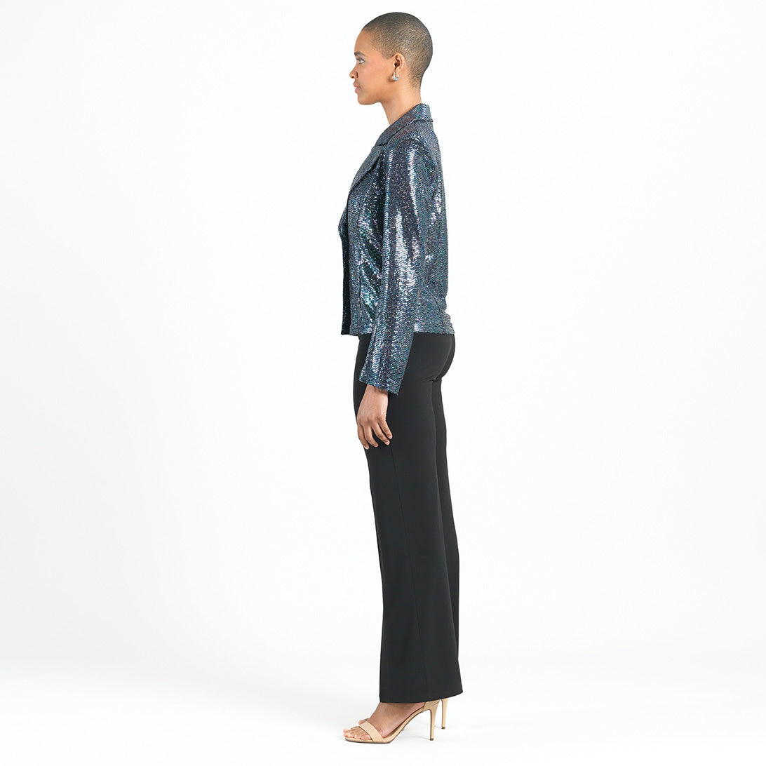 Clara Sunwoo Trending - Shimmer Sequin - Modern Button Blazer - Gunmetal - Final Sale