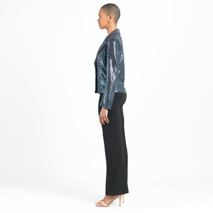 Clara Sunwoo Trending - Shimmer Sequin - Modern Button Blazer - Gunmetal - Final Sale