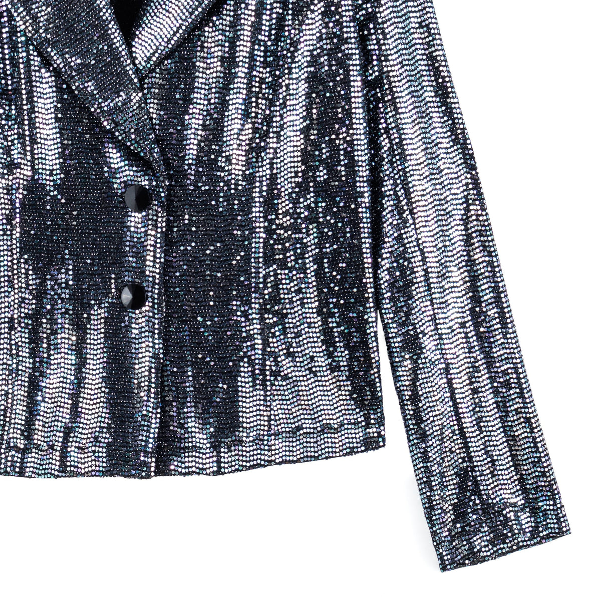 Clara Sunwoo Trending - Shimmer Sequin - Modern Button Blazer - Gunmetal - Final Sale