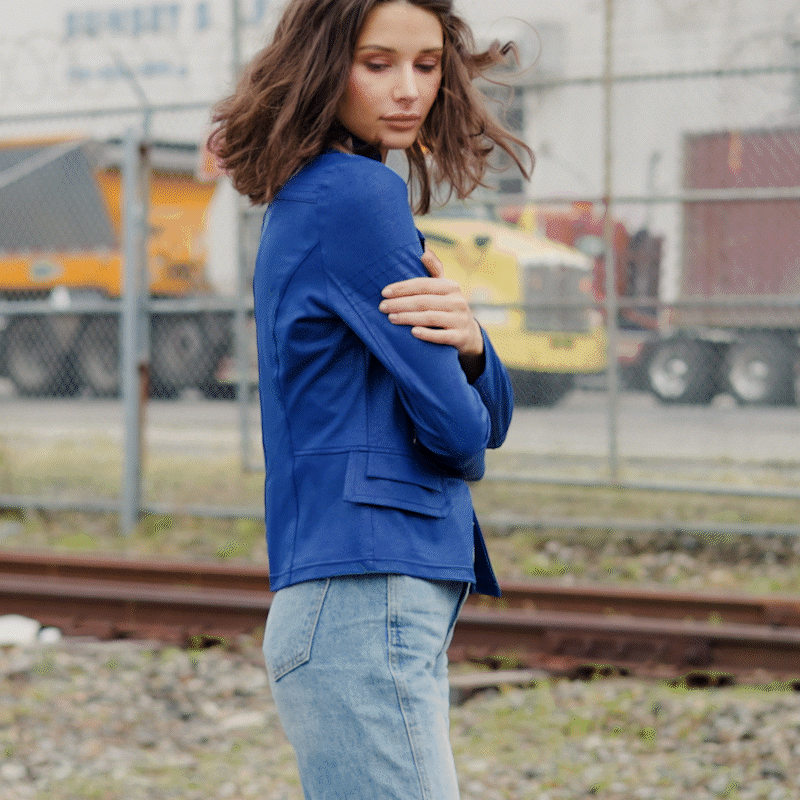 Clara Sunwoo Discount - Liquid Leather™ Biker Jacket - Cobalt - Final Sale