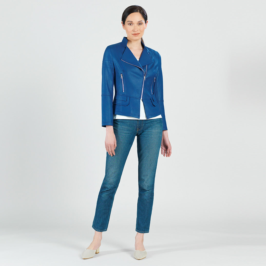 Clara Sunwoo Discount - Liquid Leather™ Biker Jacket - Cobalt - Final Sale