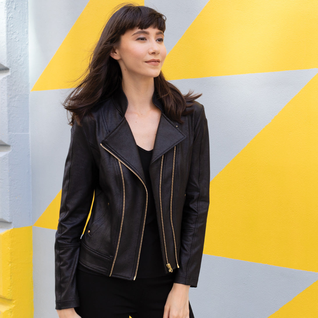 Clara Sunwoo Quality - Liquid Leather™ Double Zip Pocket Jacket - Black