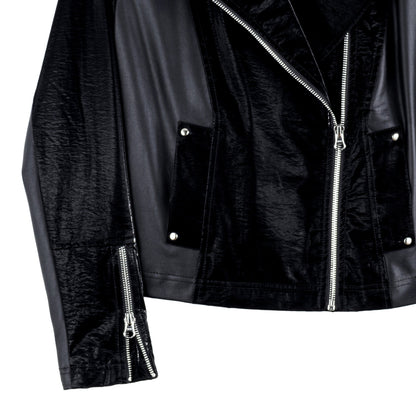 Clara Sunwoo Great Value - Vinyl + Liquid Leather™ Panel Zip Cuff Pocket Jacket - Black - Final Sale