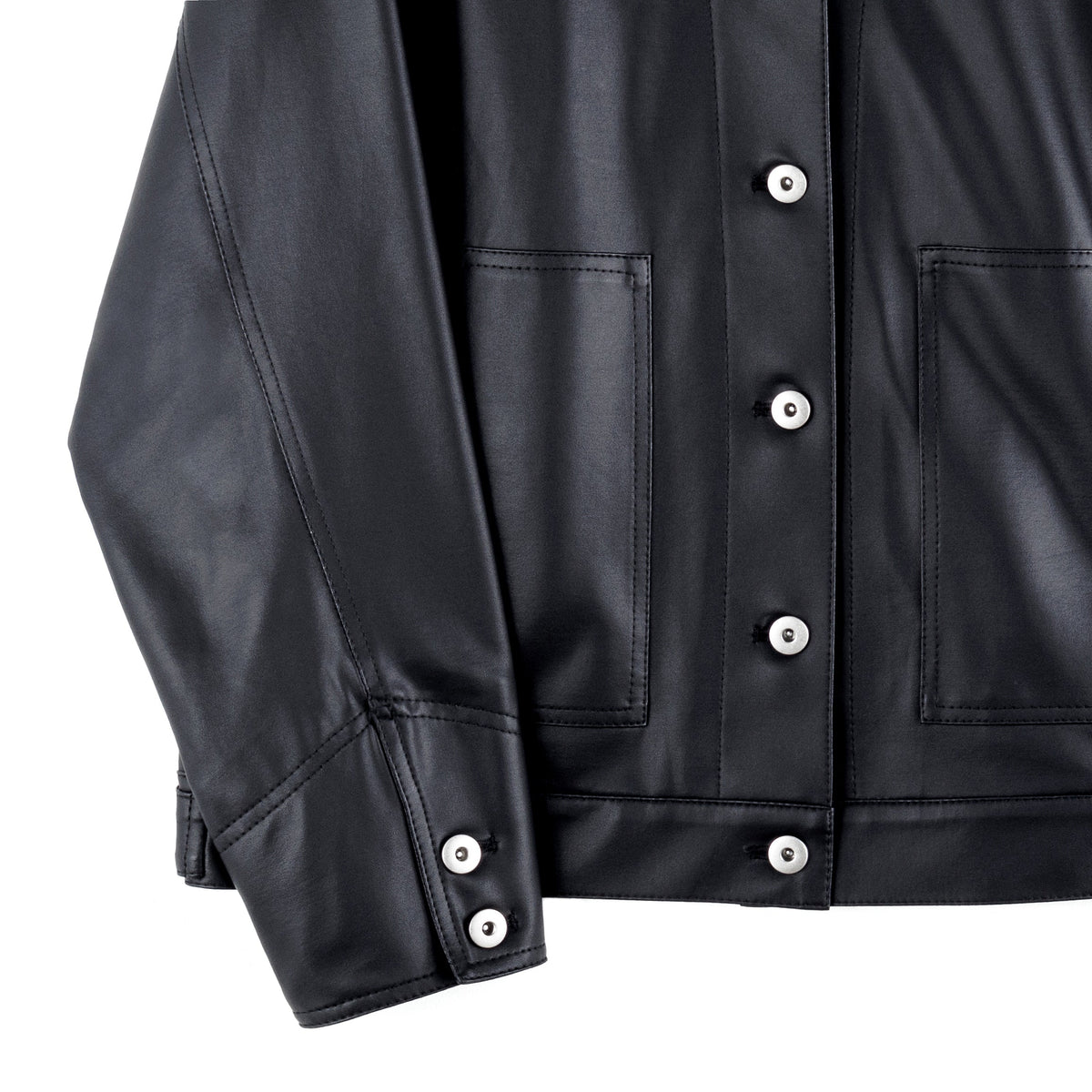 Clara Sunwoo New - Liquid Leather™ Sheen Button Closure Pocket Jacket - Black - Final Sale