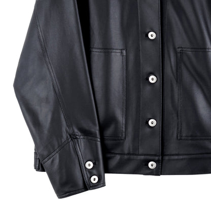 Clara Sunwoo New - Liquid Leather™ Sheen Button Closure Pocket Jacket - Black - Final Sale