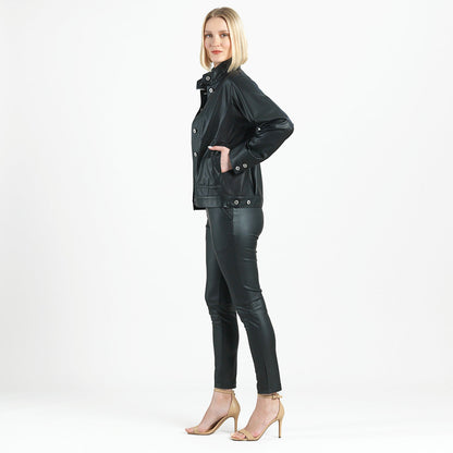 Clara Sunwoo New - Liquid Leather™ Sheen Button Closure Pocket Jacket - Black - Final Sale