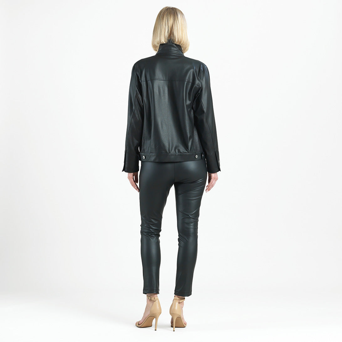 Clara Sunwoo New - Liquid Leather™ Sheen Button Closure Pocket Jacket - Black - Final Sale