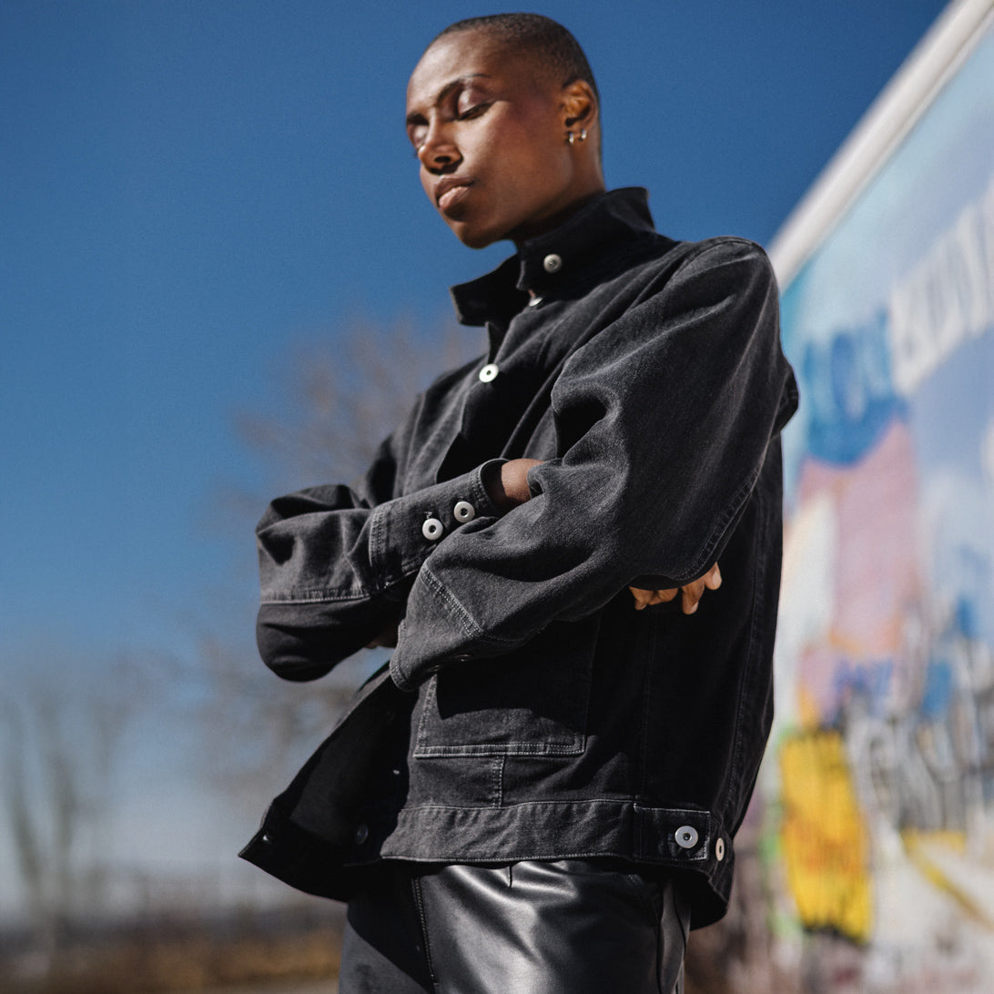 Clara Sunwoo Latest - Denim Stretch - Button Closure Pocket Jacket - Black - Final Sale!