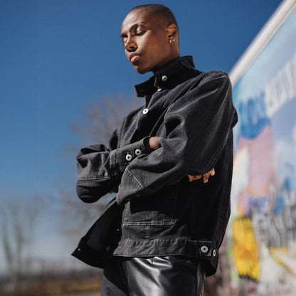 Clara Sunwoo Latest - Denim Stretch - Button Closure Pocket Jacket - Black - Final Sale!