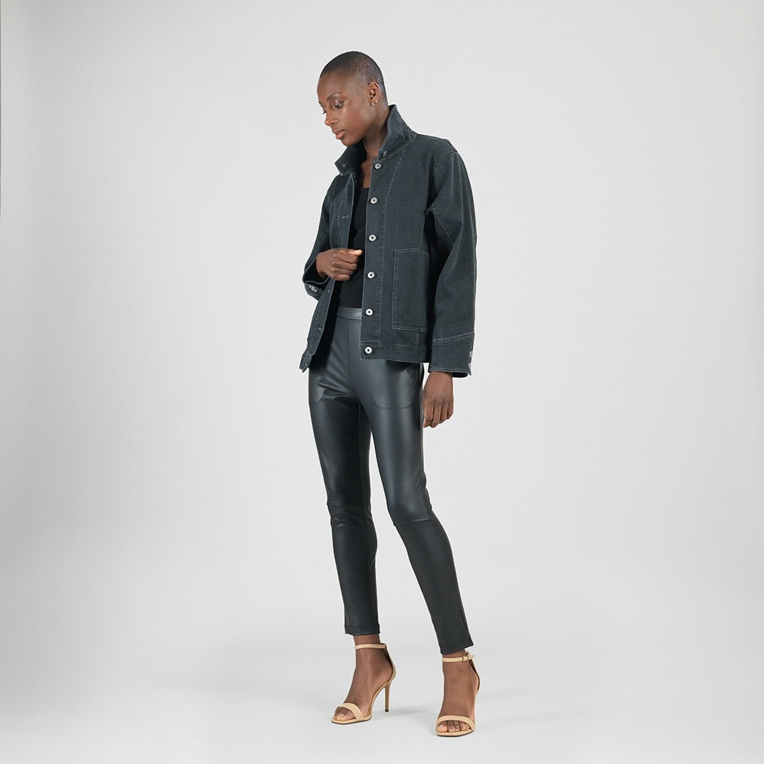 Clara Sunwoo Latest - Denim Stretch - Button Closure Pocket Jacket - Black - Final Sale!