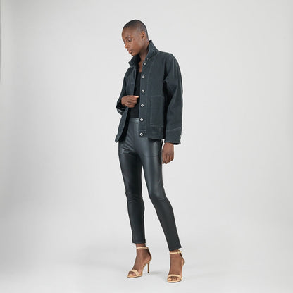 Clara Sunwoo Latest - Denim Stretch - Button Closure Pocket Jacket - Black - Final Sale!