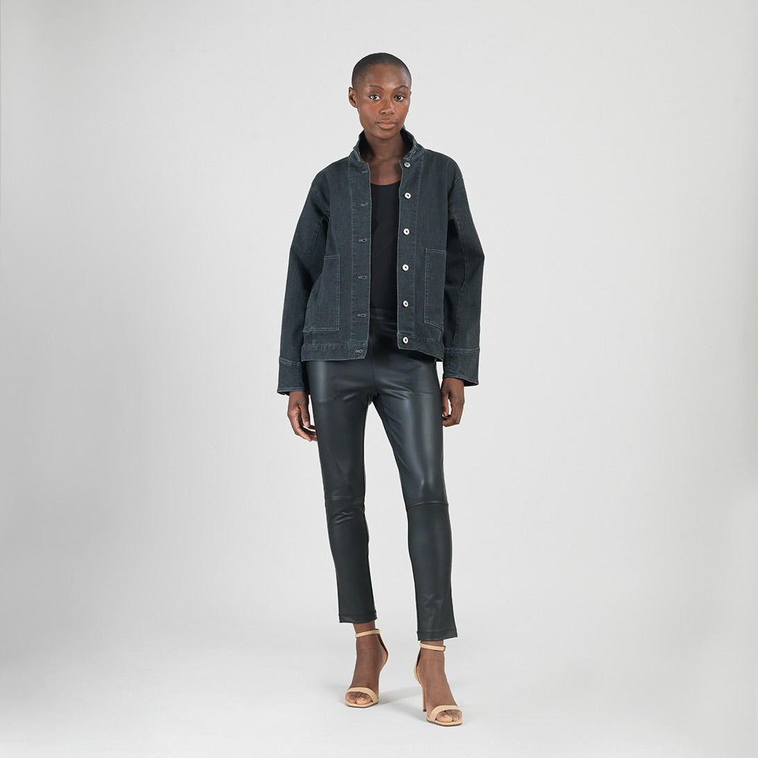 Clara Sunwoo Latest - Denim Stretch - Button Closure Pocket Jacket - Black - Final Sale!
