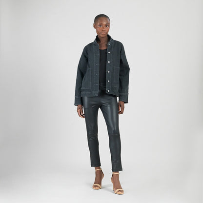 Clara Sunwoo Latest - Denim Stretch - Button Closure Pocket Jacket - Black - Final Sale!