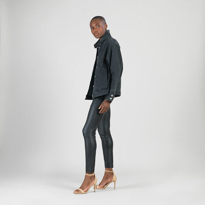Clara Sunwoo Latest - Denim Stretch - Button Closure Pocket Jacket - Black - Final Sale!