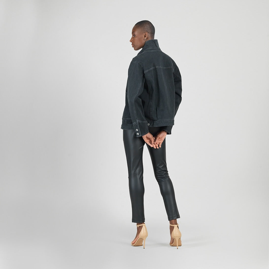 Clara Sunwoo Latest - Denim Stretch - Button Closure Pocket Jacket - Black - Final Sale!