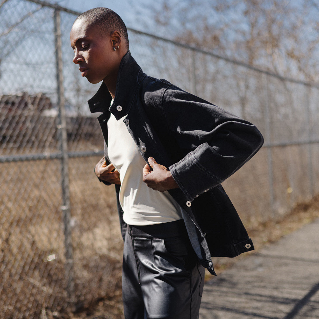 Clara Sunwoo Latest - Denim Stretch - Button Closure Pocket Jacket - Black - Final Sale!