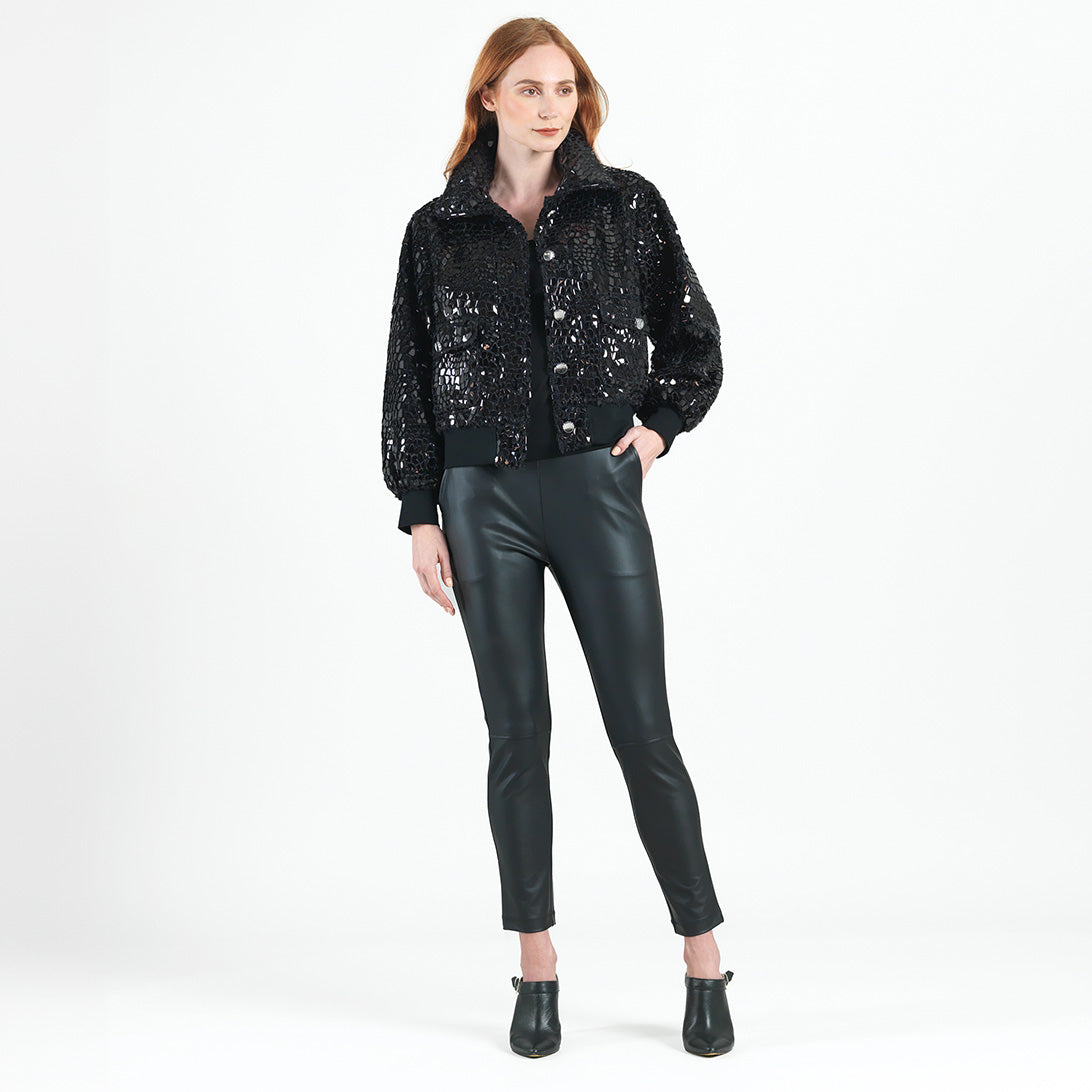 Clara Sunwoo Discount - Crushed Faux Fur - Shimmer Embellished Bomber Jacket - Black - Limited Edition!