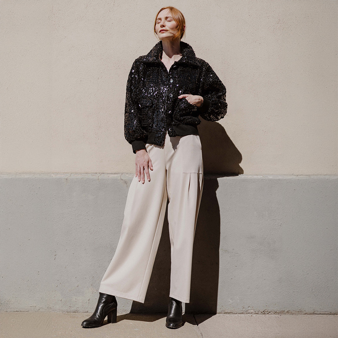 Clara Sunwoo Discount - Crushed Faux Fur - Shimmer Embellished Bomber Jacket - Black - Limited Edition!