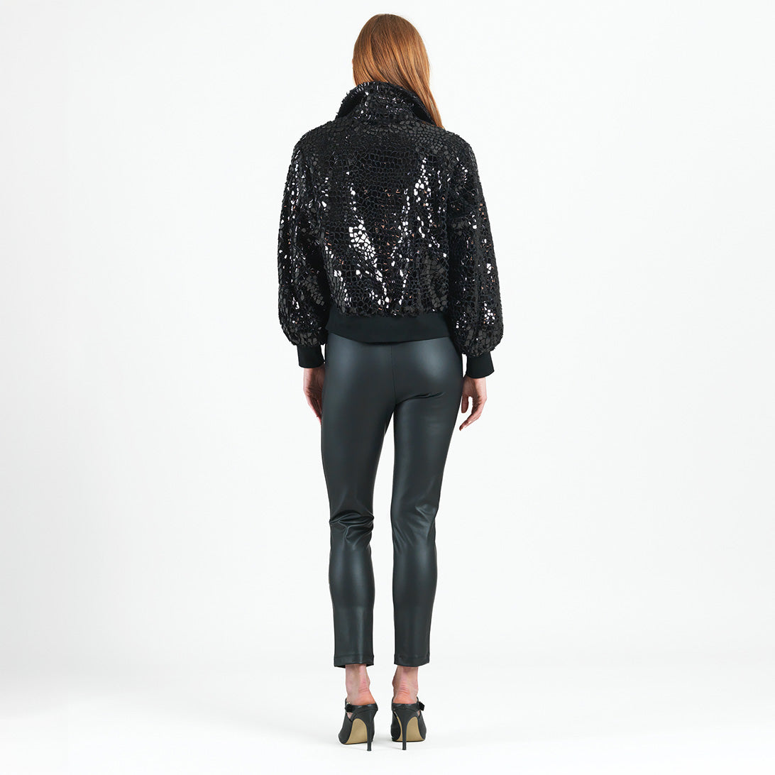 Clara Sunwoo Discount - Crushed Faux Fur - Shimmer Embellished Bomber Jacket - Black - Limited Edition!