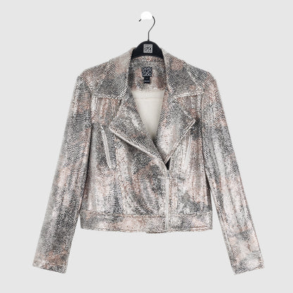 Clara Sunwoo Best Seller - Sequin Knit - Moto Waist Jacket - Champagne - Final Sale