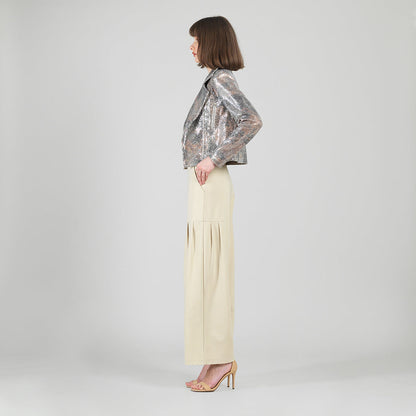 Clara Sunwoo Best Seller - Sequin Knit - Moto Waist Jacket - Champagne - Final Sale